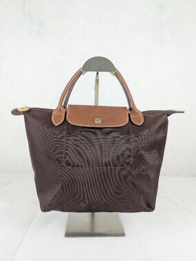 Longchamp Le Pliage Tote Bag Brown Nylon Leather - Authentic - Preowned - Clean